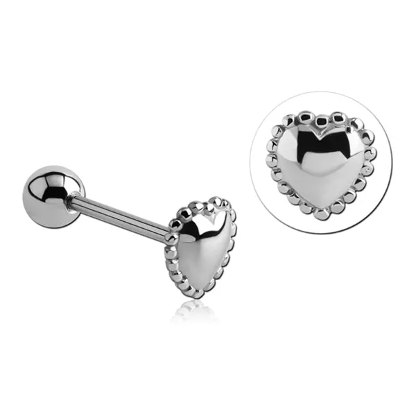 Necklaces Milgrain Heart Stainless Tongue Barbell Tulsa Body Jewelry