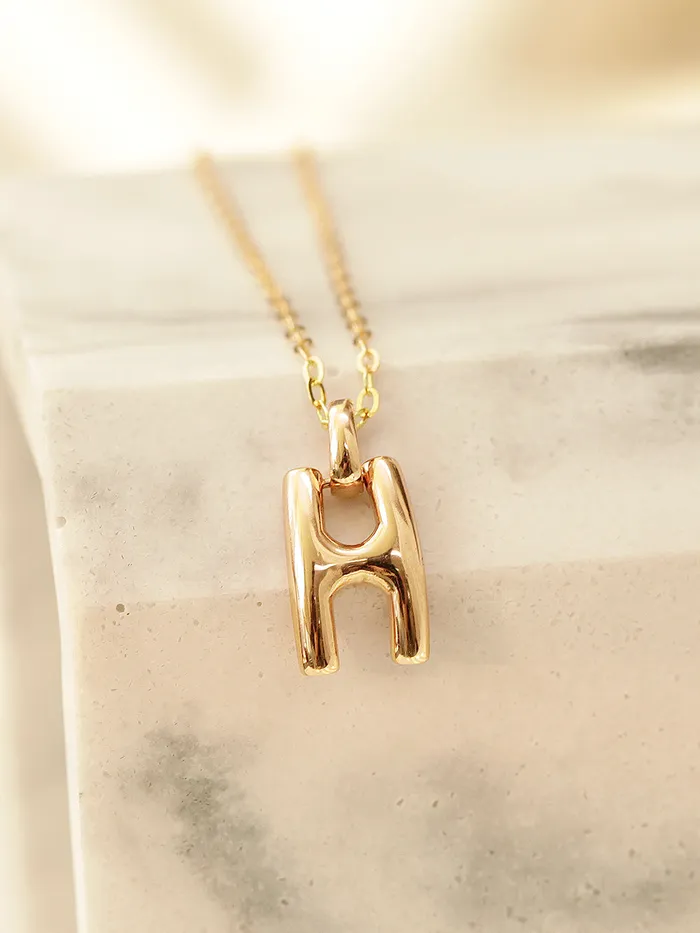 Necklaces MinimalBijoux 14K 18K Gold Glossy H Necklace
