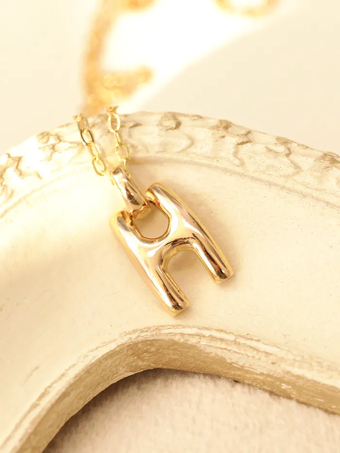 Necklaces MinimalBijoux 14K 18K Gold Glossy H Necklace