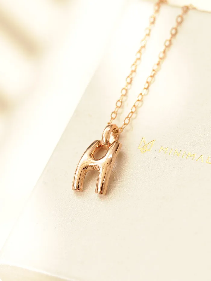 Necklaces MinimalBijoux 14K 18K Gold Glossy H Necklace
