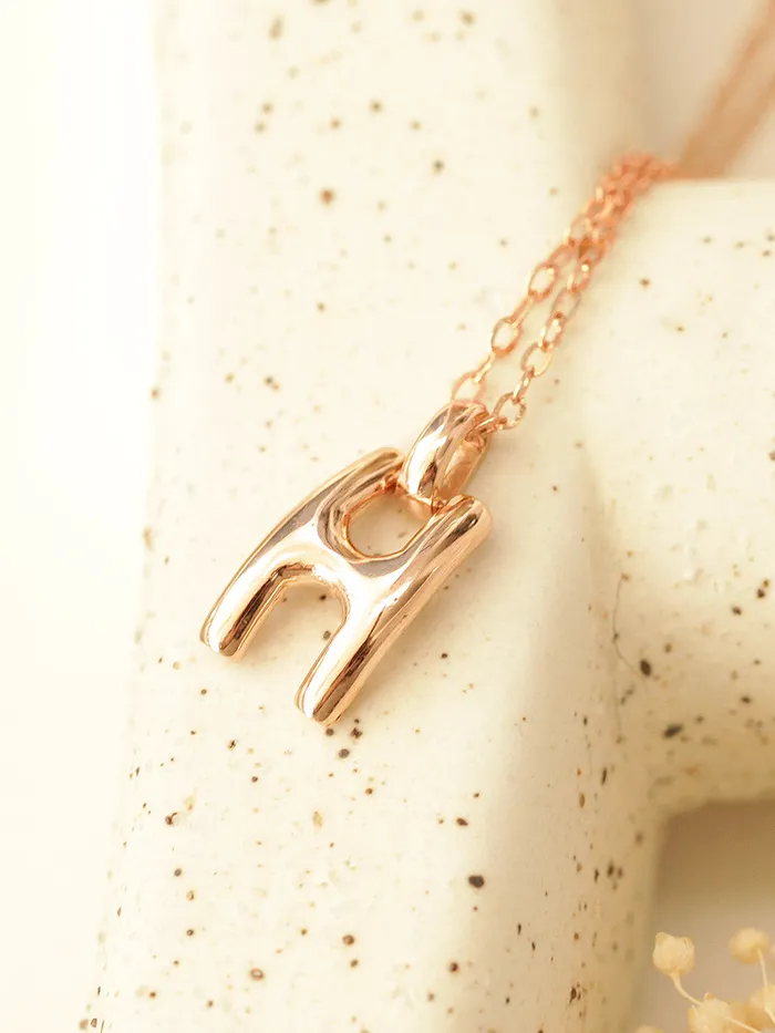 Necklaces MinimalBijoux 14K 18K Gold Glossy H Necklace