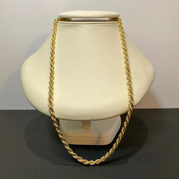 Necklaces Moriartys Gem Art 14K Yellow Gold Thick Rope Chain Necklace