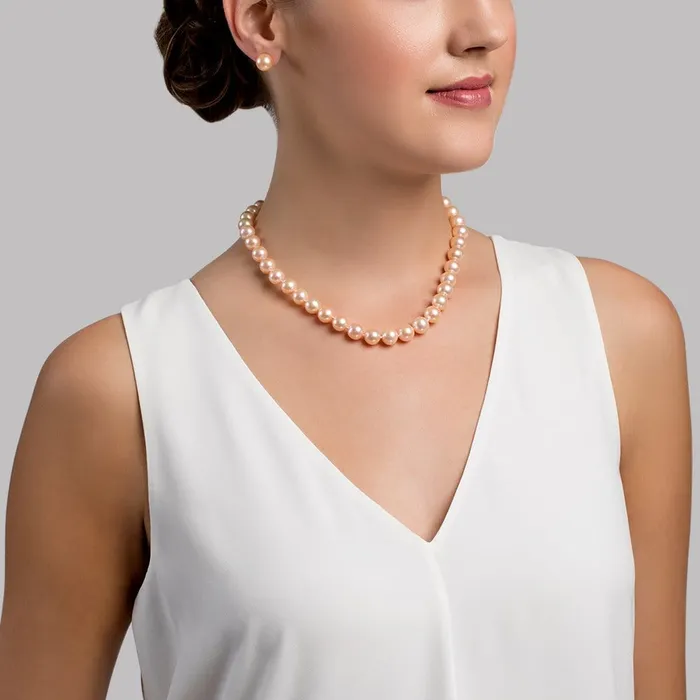 Necklaces SPT 95105mm Peach Freshwater Pearl Necklace AAA Quality