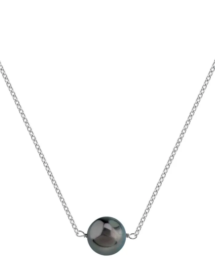 Necklaces SPT Black Tahitian Pearl Floating Solitaire Pendant