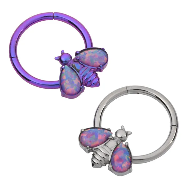 Opal Honey Bee Titanium Hinged Ring Tulsa Body Jewelry Rings
