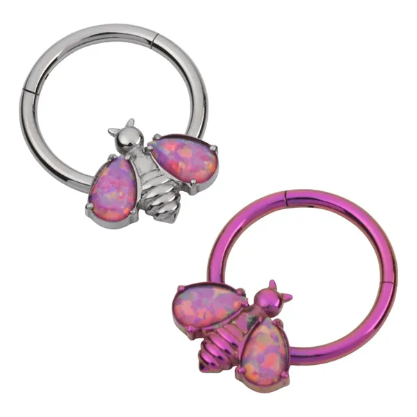 Opal Honey Bee Titanium Hinged Ring Tulsa Body Jewelry Rings Opal Honey Bee Titanium Hinged Ring Tulsa Body Jewelry Rings