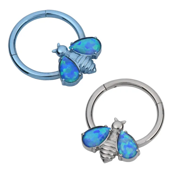 Opal Honey Bee Titanium Hinged Ring Tulsa Body Jewelry Rings Opal Honey Bee Titanium Hinged Ring Tulsa Body Jewelry Rings