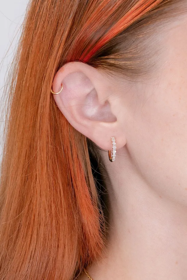 Princess Bride Diamonds 15mm Wavy Pav Hoops Yellow Gold PreStyled Sets