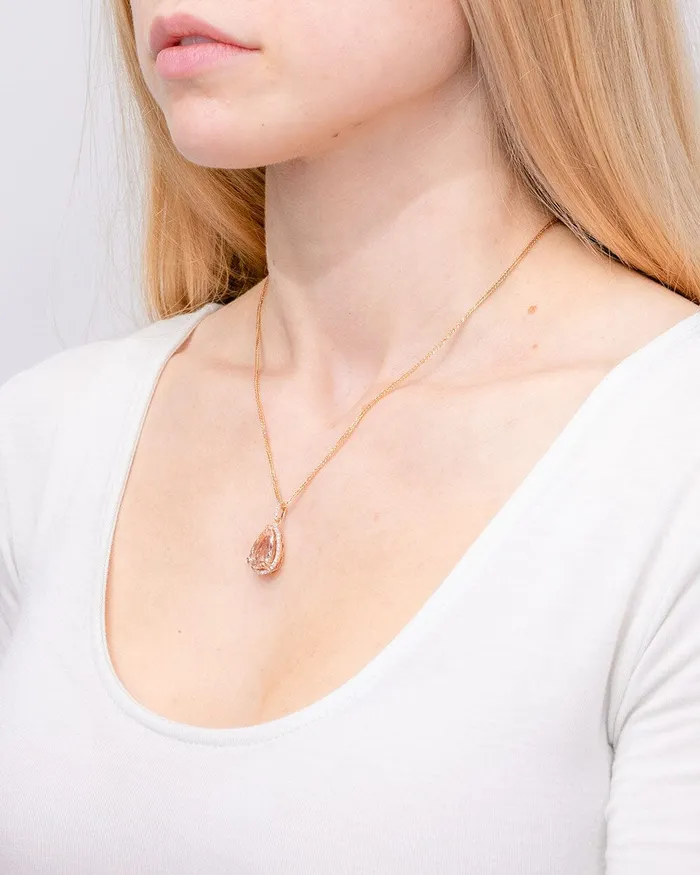 Princess Bride Diamonds Necklaces 404ct Morganite Pendant Necklace