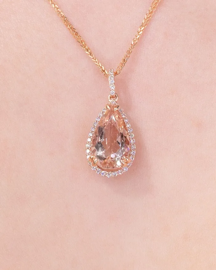Princess Bride Diamonds Necklaces 404ct Morganite Pendant Necklace