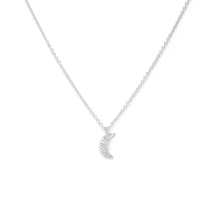 Princess Bride Diamonds Pav Diamond Moon Necklace White Gold Necklaces