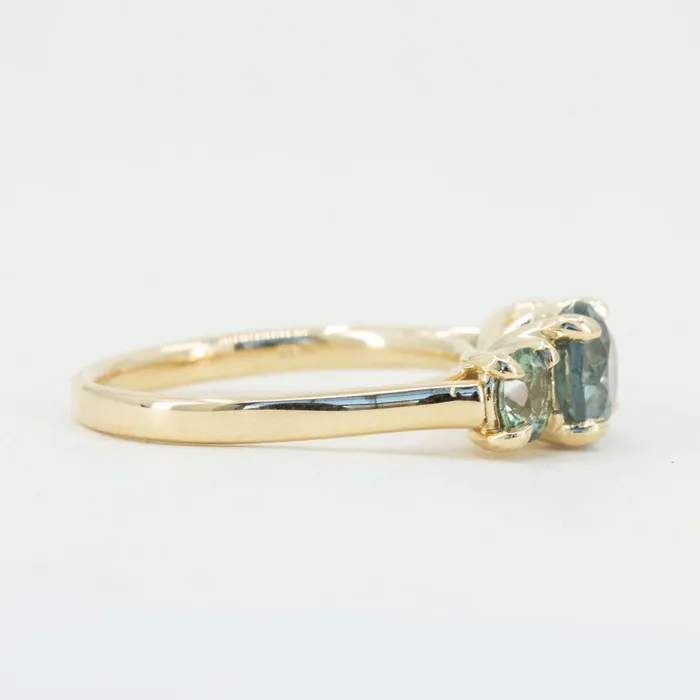 Rings 159ct Center Montana Sapphire Three Stone Ring in 14k Yellow Gold Anueva Jewelry