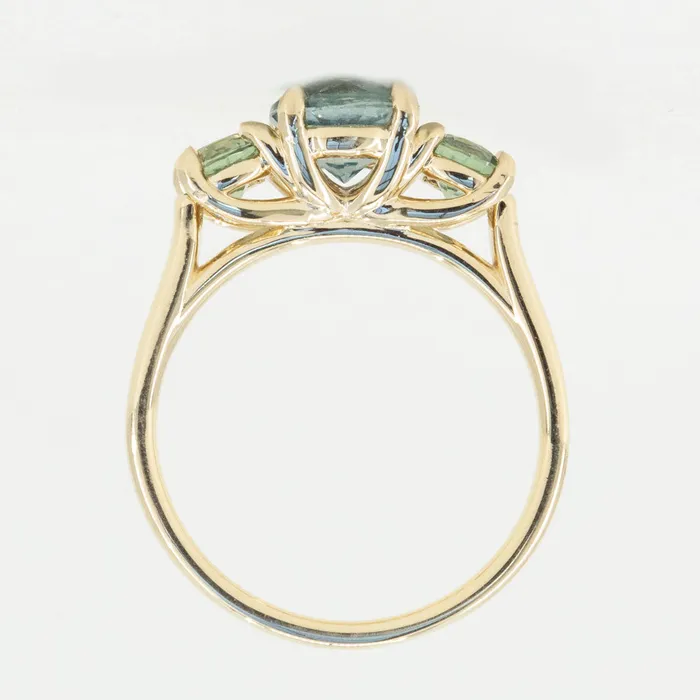 Rings 159ct Center Montana Sapphire Three Stone Ring in 14k Yellow Gold Anueva Jewelry