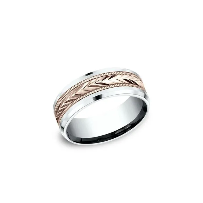 Rings 8mm Tribal Arrow Rose and White Gold Ring Princess Bride Diamonds