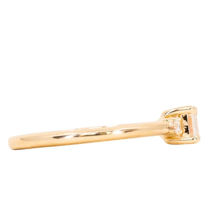 Rings Anueva Jewelry EastWest Emerald cut Moissanite Asymmetrical Ring in 14k Yellow Gold
