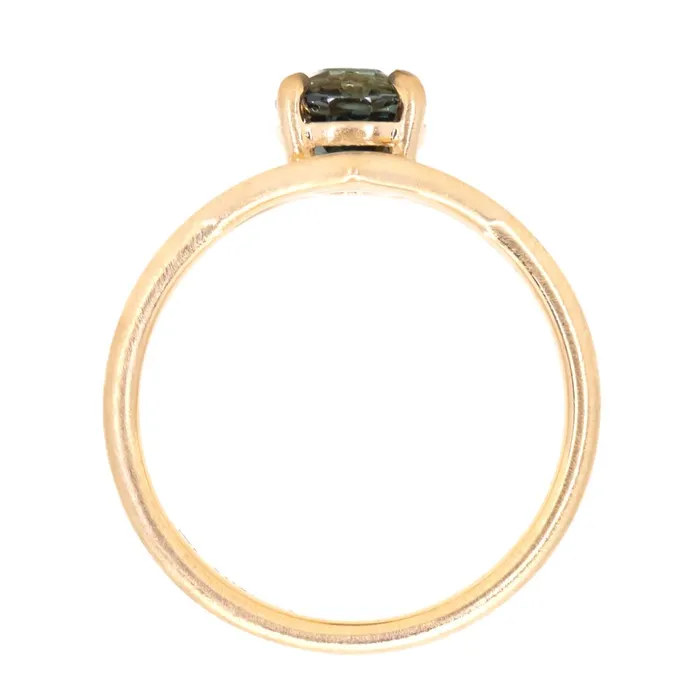 Rings Daniel Stair 155ct Oval Sapphire Negative Space V Band Solitaire in 18k Yellow Gold