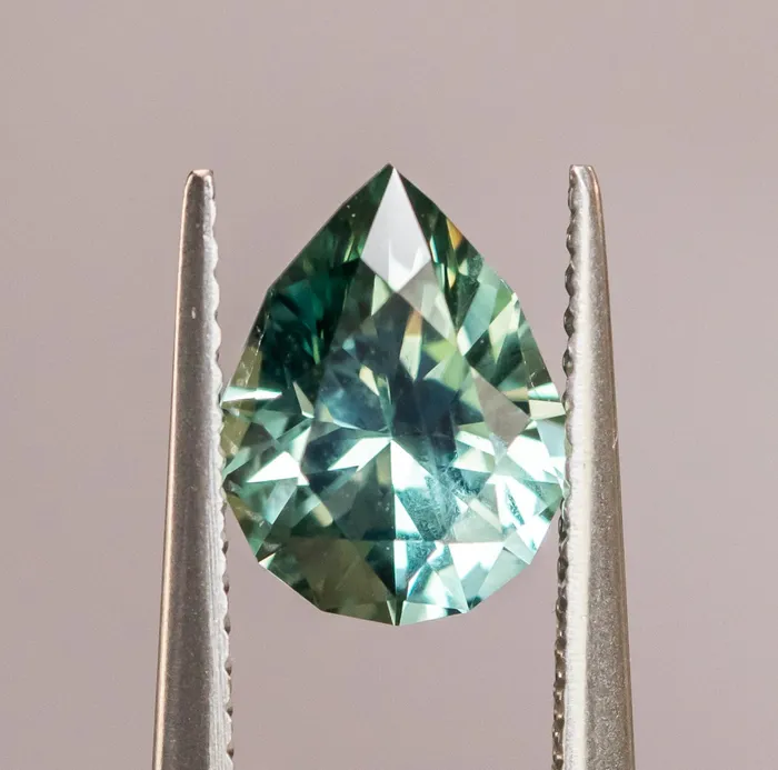 Rings Dudley Blauwet Gems 233ct Untreated Pear Montana Sapphire and Diamond Asymmetrical Cluster Ring in 18k Yellow Gold