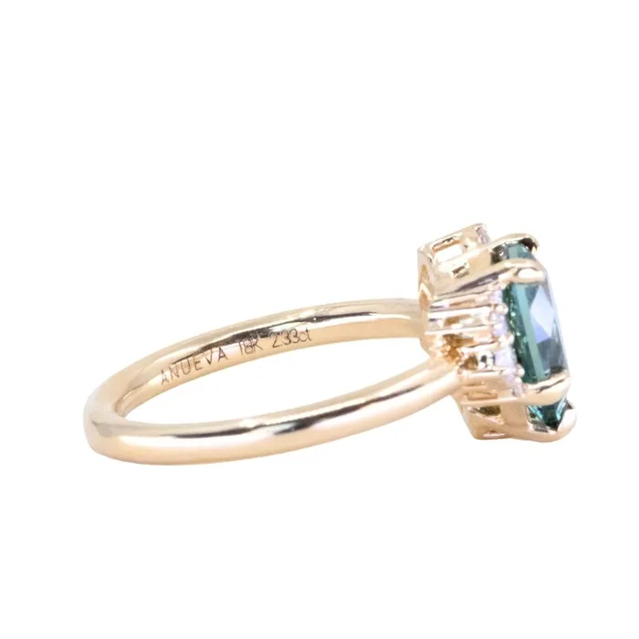 Rings Dudley Blauwet Gems 233ct Untreated Pear Montana Sapphire and Diamond Asymmetrical Cluster Ring in 18k Yellow Gold