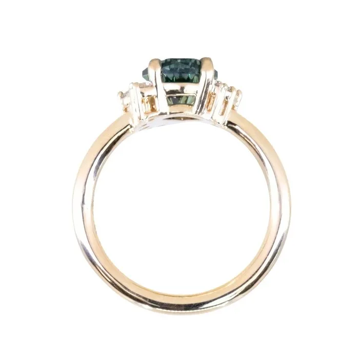 Rings Dudley Blauwet Gems 233ct Untreated Pear Montana Sapphire and Diamond Asymmetrical Cluster Ring in 18k Yellow Gold