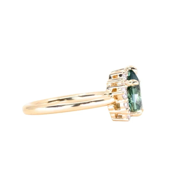 Rings Dudley Blauwet Gems 233ct Untreated Pear Montana Sapphire and Diamond Asymmetrical Cluster Ring in 18k Yellow Gold