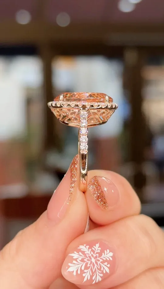 Rings Princess Bride Diamonds 943ct Oval Peach Pink Morganite Ring with Filigree Rings Princess Bride Diamonds 943ct Oval Peach Pink Morganite Ring with Filigree