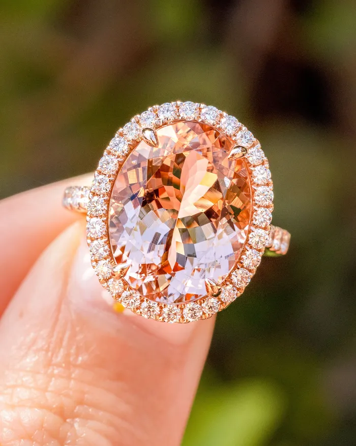 Rings Princess Bride Diamonds 943ct Oval Peach Pink Morganite Ring with Filigree Rings Princess Bride Diamonds 943ct Oval Peach Pink Morganite Ring with Filigree