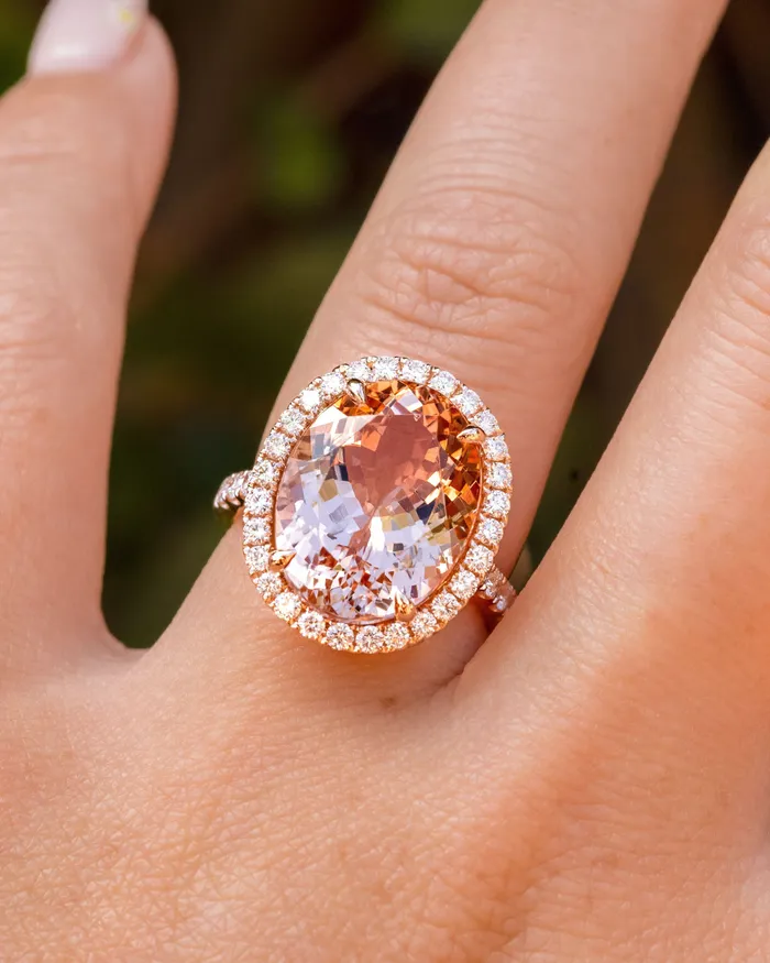 Rings Princess Bride Diamonds 943ct Oval Peach Pink Morganite Ring with Filigree Rings Princess Bride Diamonds 943ct Oval Peach Pink Morganite Ring with Filigree