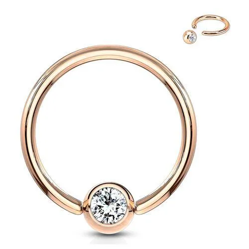 Rings Tulsa Body Jewelry 14g Rose Gold Captive CZ Bead Ring