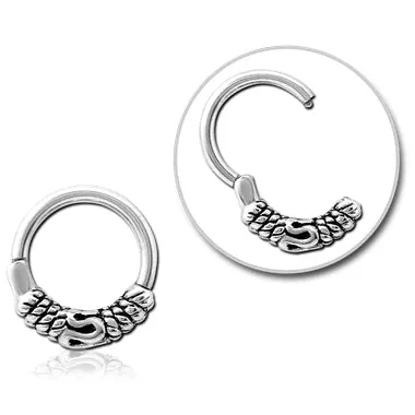 Rings Tulsa Body Jewelry Stainless Bali Rope Hinged Ring