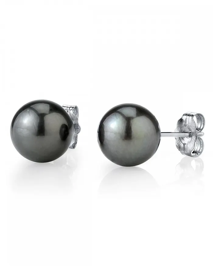 SPT Black Tahitian Pearl Stud Earrings 120130mm Earrings