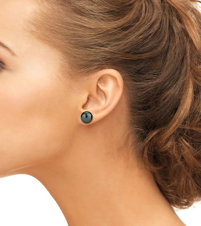 SPT Black Tahitian Pearl Stud Earrings 120130mm Earrings