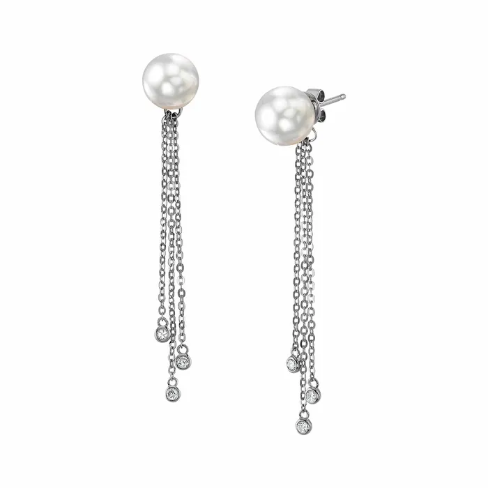 SPT Earrings Freshwater Pearl Diamond Tear Earrings