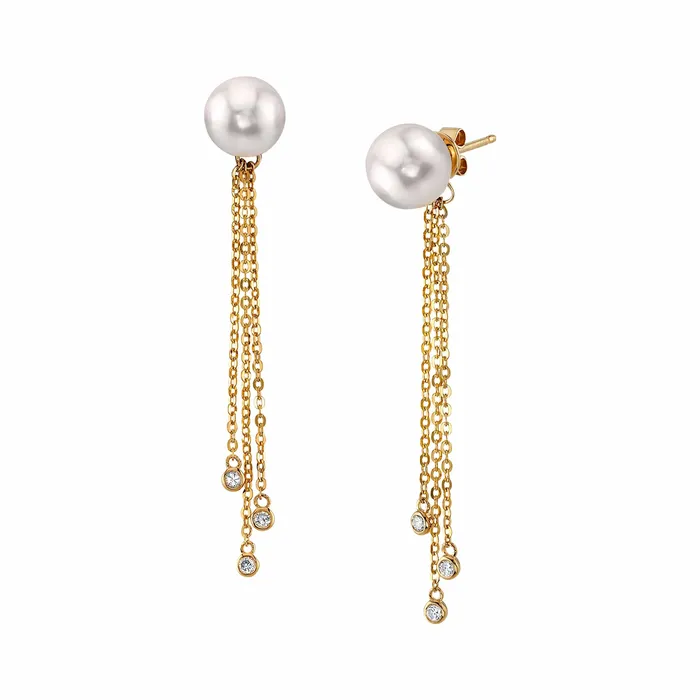 SPT Earrings Freshwater Pearl Diamond Tear Earrings