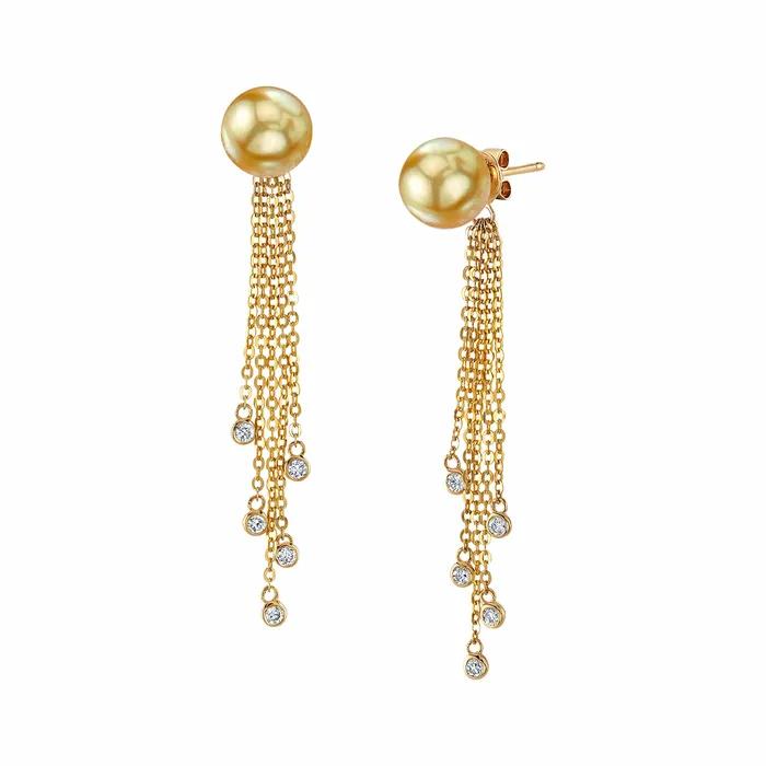 SPT Earrings Golden South Sea Pearl Diamond Siren Dangle Earrings