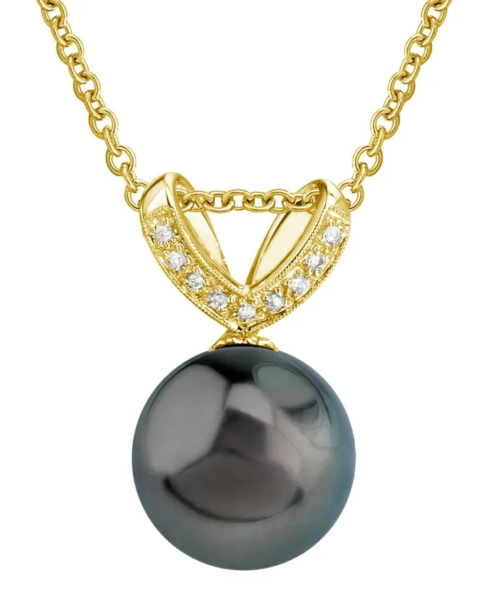 SPT Necklaces Black Tahitian Pearl Diamond Pixie Pendant