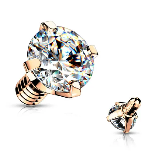 Tulsa Body Jewelry 16g Prong CZ Rose Gold End Earrings