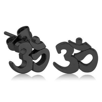 Tulsa Body Jewelry Earrings Om Black Stud Earrings