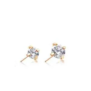 Tulsa Body Jewelry Earrings Prong CZ Rose Gold Titanium Threadless End