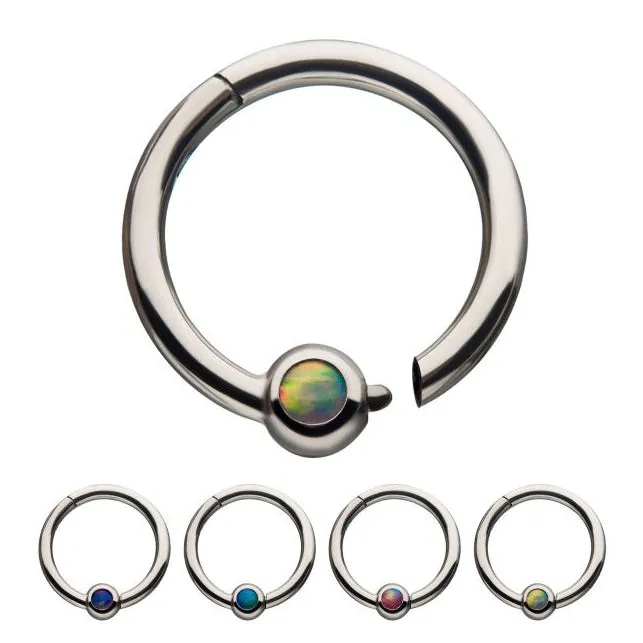 Tulsa Body Jewelry Opal Stainless Hinged Segment Ring Rings