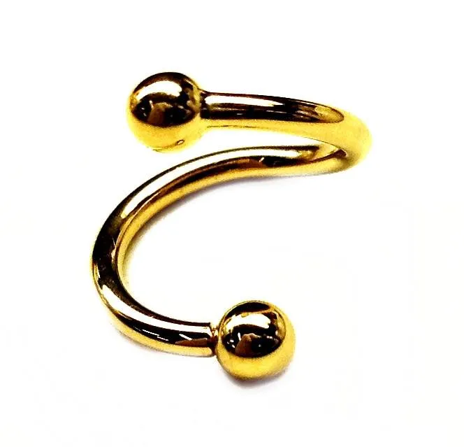 Tulsa Body Jewelry PreStyled Sets 14g Yellow 14k Gold Spiral Barbell