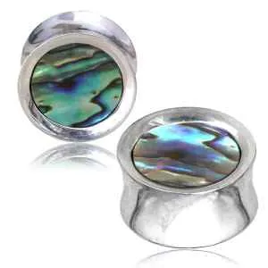 Tulsa Body Jewelry Rings Abalone Silver Plated Brass Plugs