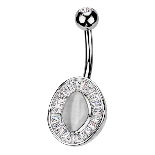 Tulsa Body Jewelry Rings Cats Eye Baguette Belly Ring Tulsa Body Jewelry Rings Cats Eye Baguette Belly Ring