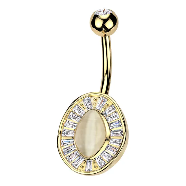 Tulsa Body Jewelry Rings Cats Eye Baguette Belly Ring Tulsa Body Jewelry Rings Cats Eye Baguette Belly Ring