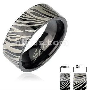 Tulsa Body Jewelry Rings Stainless Black Zebra Print Ring