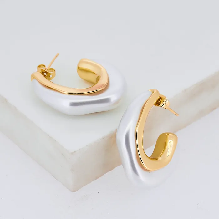 Upakarna Earrings Mother Of Pearl Hoops Earrings