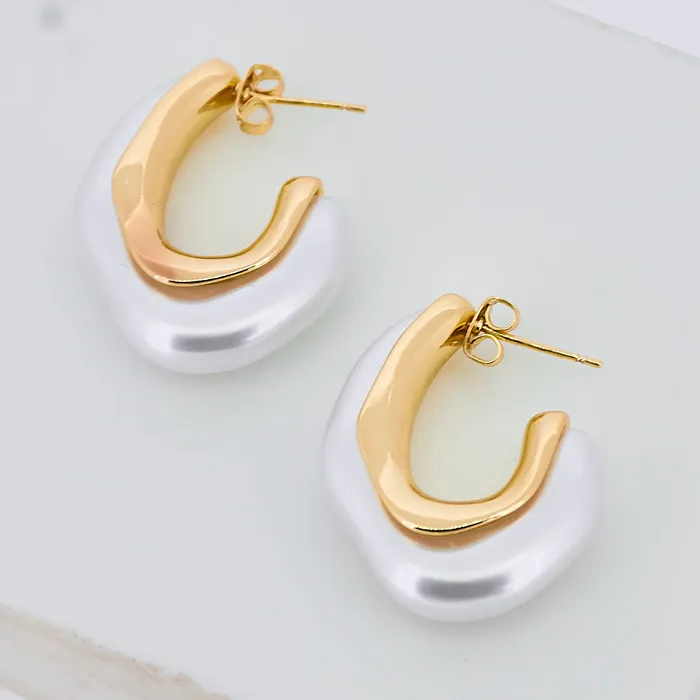Upakarna Earrings Mother Of Pearl Hoops Earrings