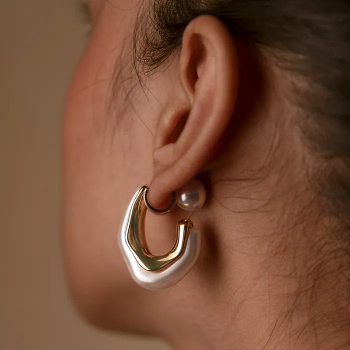 Upakarna Earrings Mother Of Pearl Hoops Earrings
