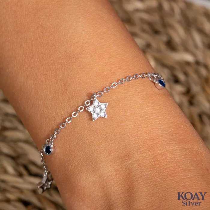Zircon Blue Star Bracelet KOAY Silver Store Bracelets