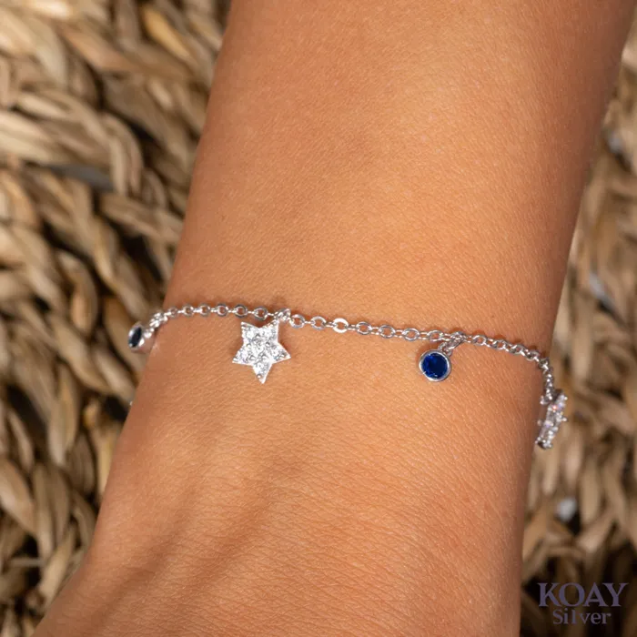 Zircon Blue Star Bracelet KOAY Silver Store Bracelets