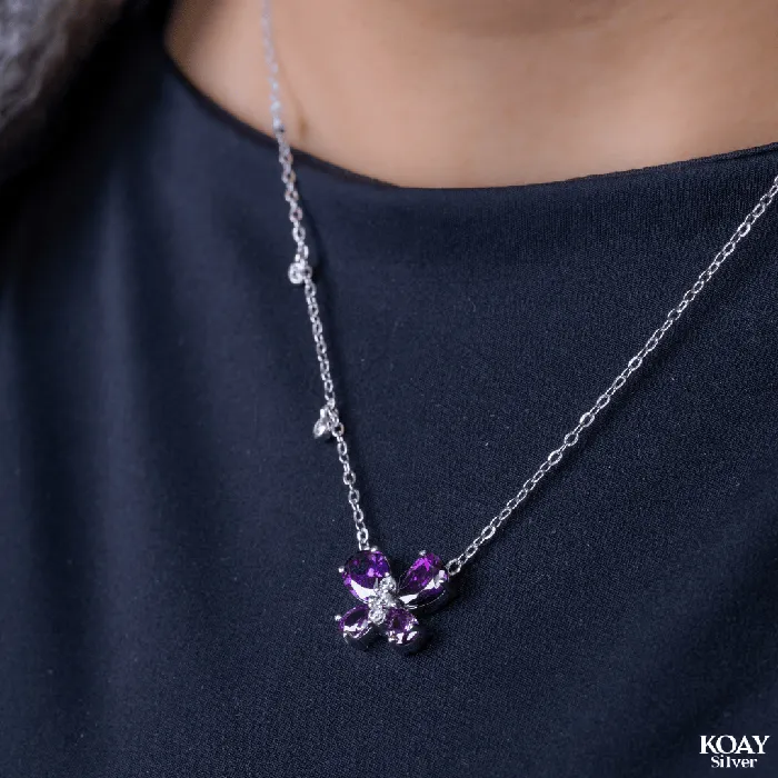Zircon Butterfly Purple Necklace KOAY Silver Store Necklaces